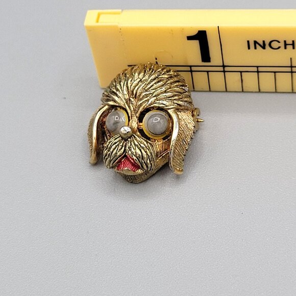 Poodle Dog Puppy Google Eyed Brooch Pin Vintage 1960s Kinda Creepy - Picture 7 of 7